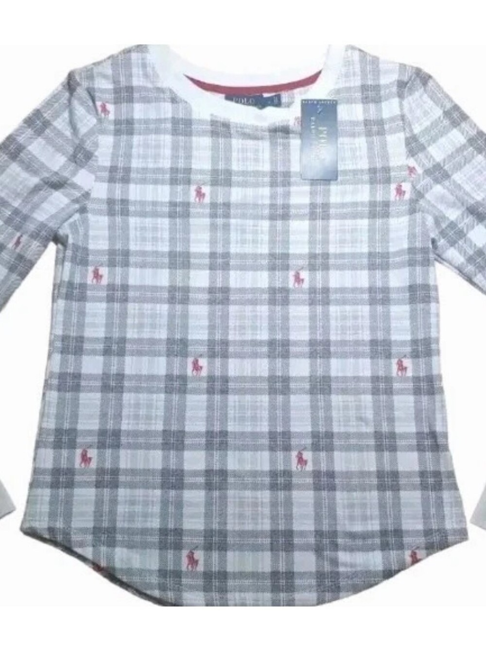Polo Ralph Lauren Thermal Lounge Top Woman S Plaid Red Pony Logo Waffle Knit Nwt